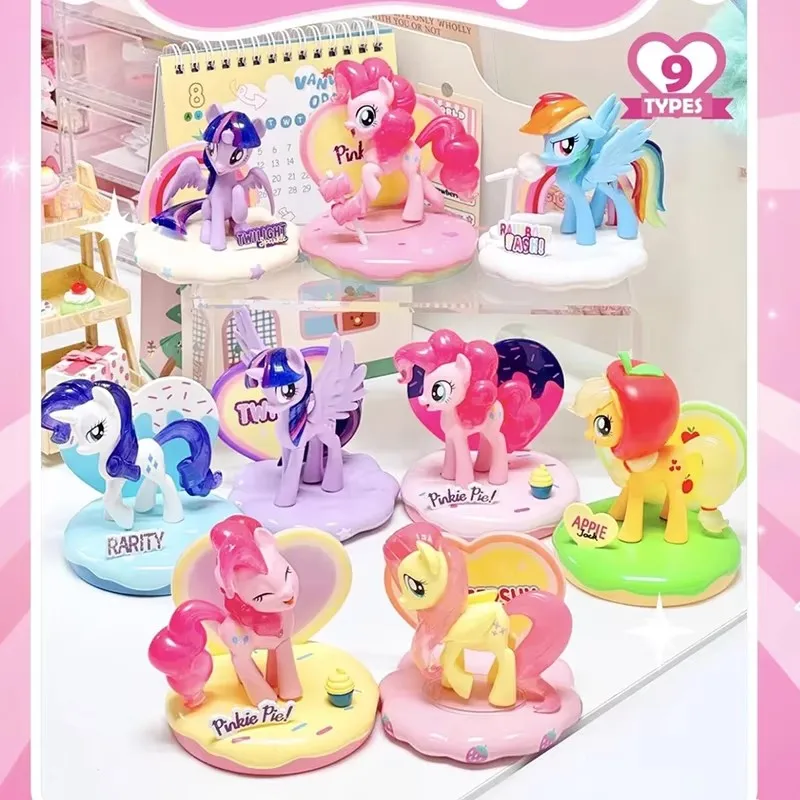 Kawaii New Miniso My Little Pony Sweetheart Playground Blind Box Anime Applejack Rarity Fluttershy Character Model Bedroom Toys