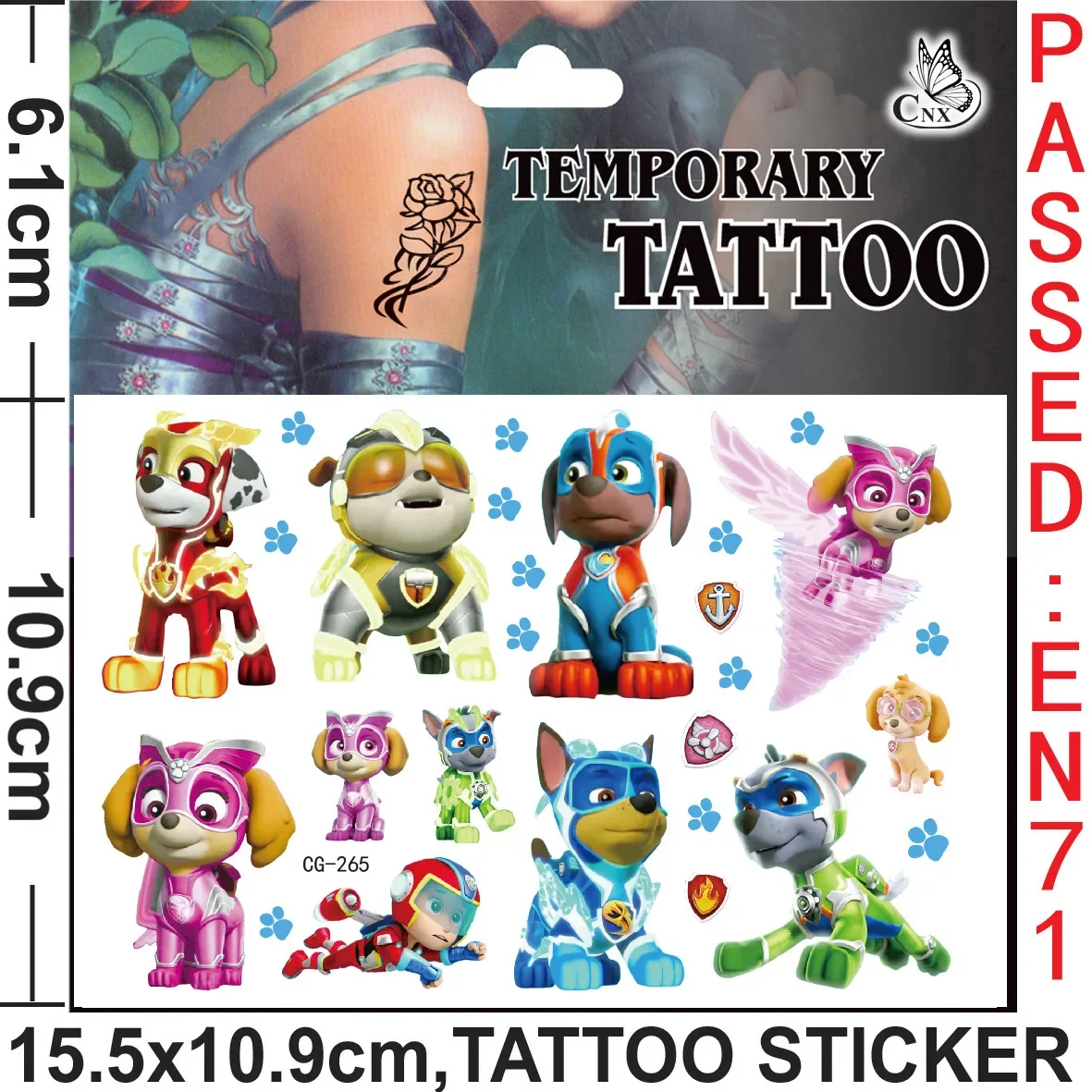 Paw Patrol Tattoo Aufkleber Cartoon Welpe Spielzeug Pat Patrouille Chase Anime Aufkleber Spielzeug für Kinder Jungen Mädchen Geburtstag Kinder