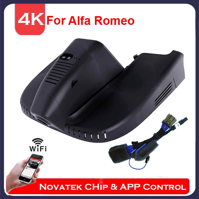 

4K HD Plug and Play Wifi DVR For Alfa Romeo Stelvio Giulia Stelvio 2019 2020 2021, Front and Rear Dash Cam Control By APP