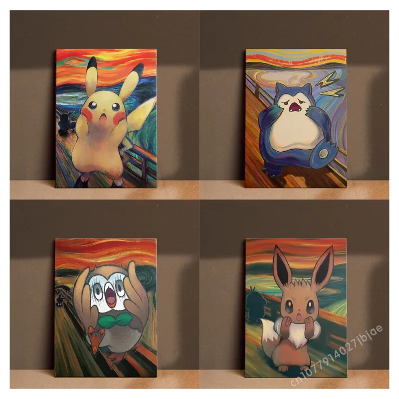 Pikachu Shouts for Pok É Mon Cartoon Hanging Paintings of Ibumu Wooden Owl and Duck Bedroom and Living Room Hanging Paintings