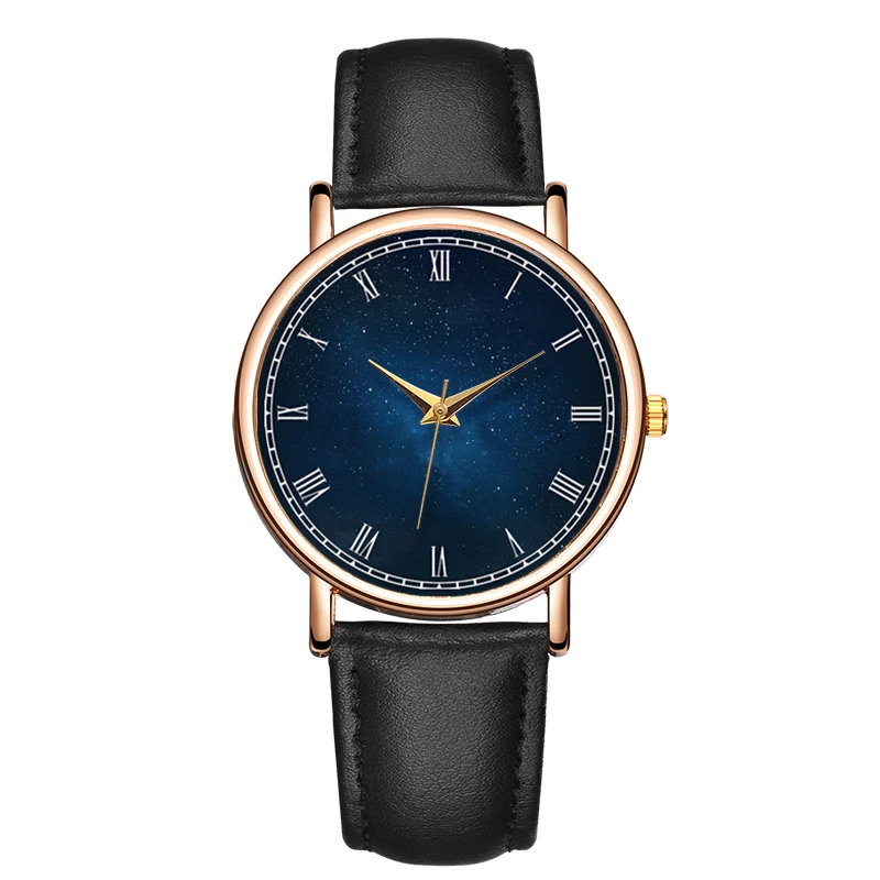 

Fahion Women's Watch Blue Star Sky Simple Casual Quartz Elegant Waterproof Wristwatch Leather Watch