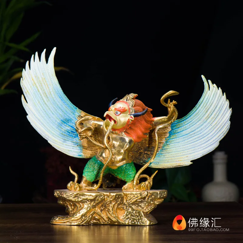 Modern products imitating Nepal Bronze Gilt Painted Bronze Statue Bronze Statue 7A small golden-winged bird figurine7Inch Dapeng
