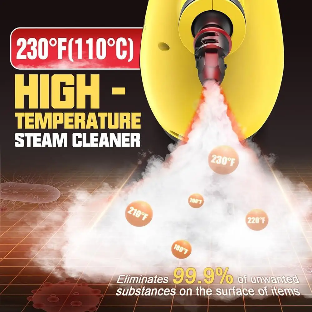 휴대용 스팀 청소기 다중 표면 강력한 가압 천연 증기선 휴대용 12 액세서리 고온 빠른 가열