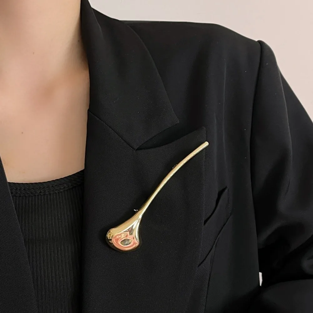 Requintado corsage ornamento ginkgo folha broche vintage estilo francês longo folha pino peito flor elegante metal brilhante broche terno