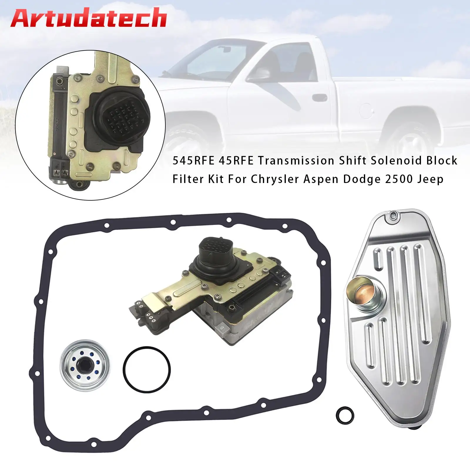 

Artudatech 545RFE 45RFE Transmission Shift Solenoid Block Filter Kit For Chrysler Dodge