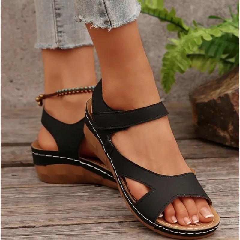 

Новинка 2024, модные летние туфли на танкетке, женские сандалии с открытым носком, дышащие женские сандалии Huaraches, женская обувь Sandalias Mujer