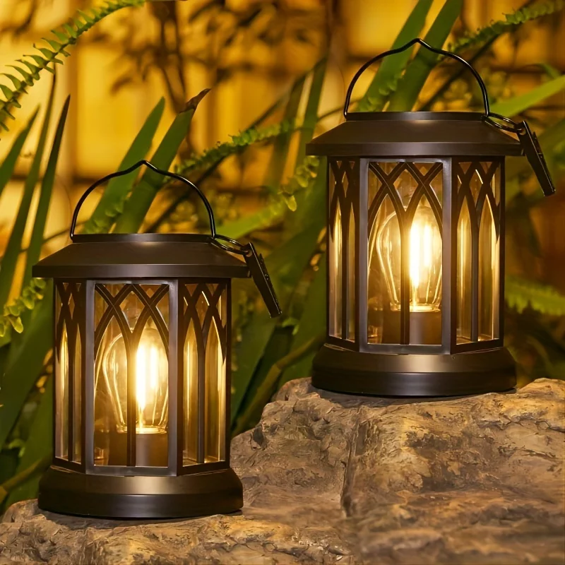 

2 Pack Upgraded Bright Solar Lantern Lights Outdoor, Over 12Hrs Solar Lights for Outside Garden Yard Patio Decor (Warm Light)