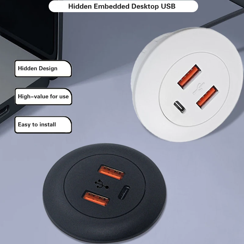 NEW Embedded Desktop USB2.0 To USB TYPE-C Charger Extension Cord Mobile Tea Table Sofa Concealed Fast Charging Cable Connector