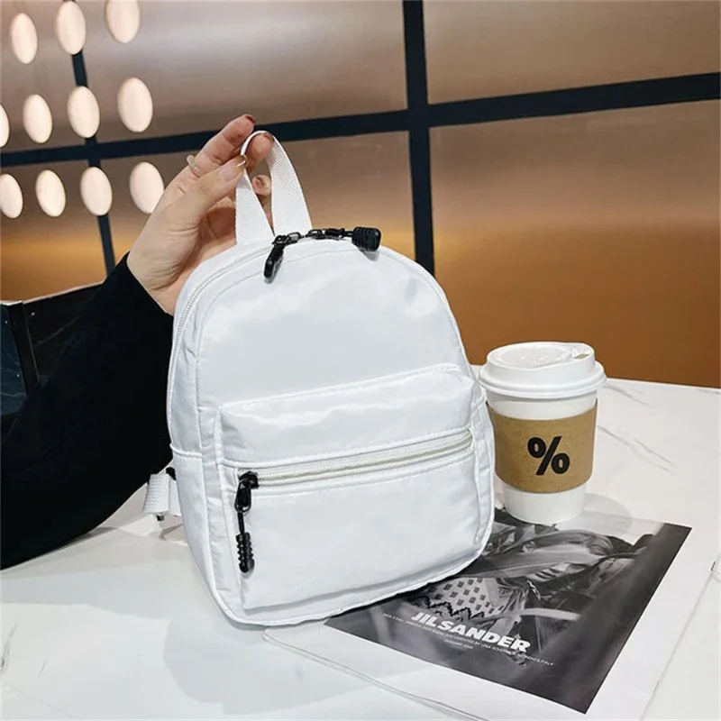 Korean Nylon holographic backpack Women Casual Solid Color Small Schoolbag Travel Bag For Teenager Student School Bag Back