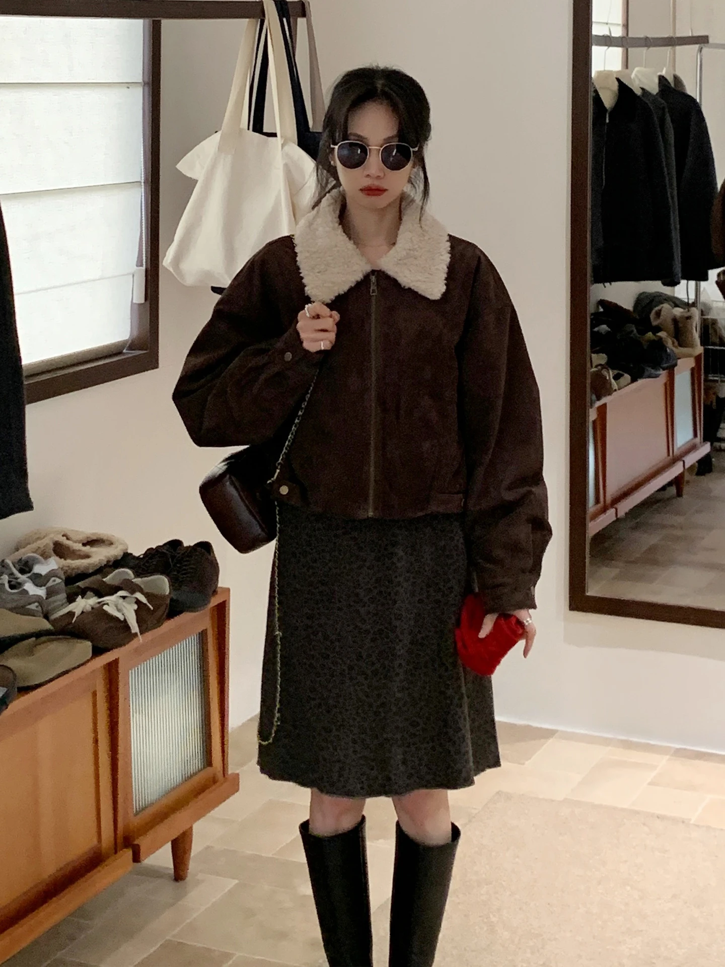 

Korean Sle ort Quilted Jaet Women's Bridesmaid Coat Lamb Fur Collar Suede 90 White Du down Winter New Arrival