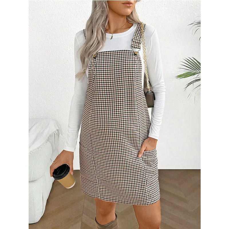 Dress For Pregnant Women Maternity Clothes Premama Adjustable Strap Jumper Dress Pregnant Plaid Skirt Spring Pregnancy Clothing
