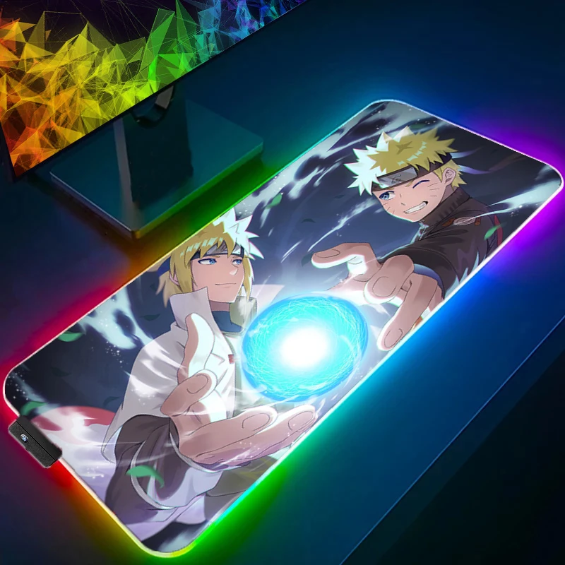 RGB Mouse Pad NARUTO Uzumaki Naruto Lockedge Backlight Gaming Accessories Computer Gamer Keyboard LED Mouse Mat Desk Mousepad