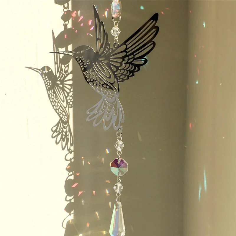 فضي اللون Brid كريستال Suncatcher معلقة الديكور قوس قزح صانع غرفة ديكور ضوء الماسك غرفة الديكورات الجمالية، دائم