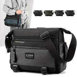 Casual Men's Messenger Bag Small Lightweight Nylon Crossbody Bag with Polyester Lining Adjustable Strap Zip Closur