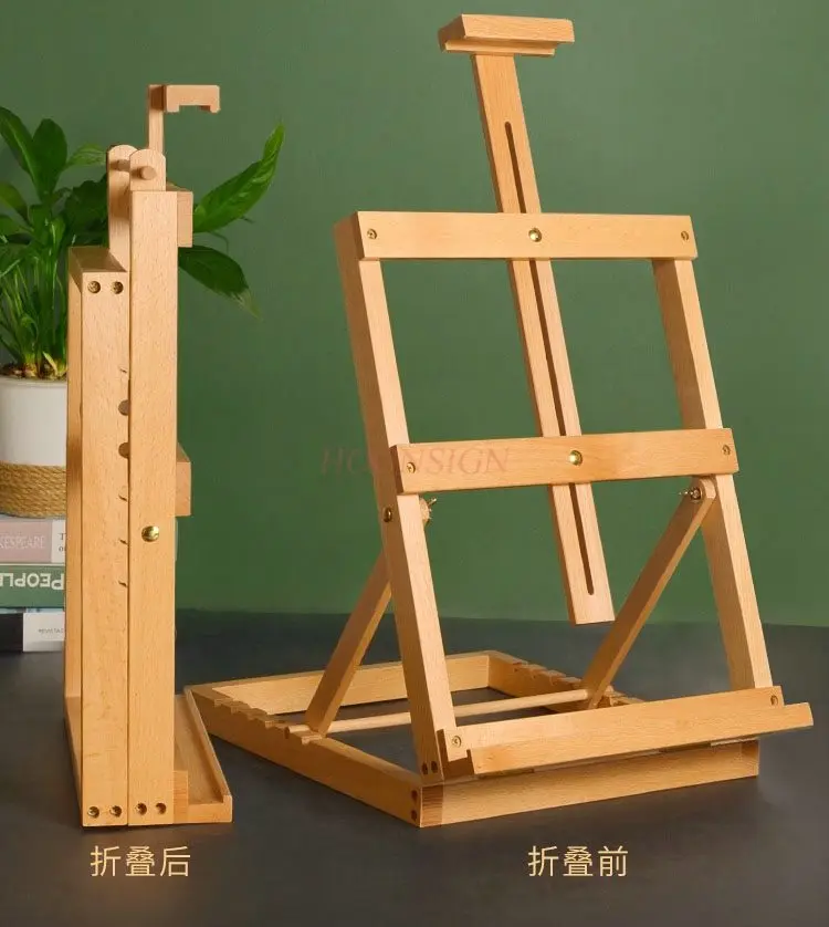sketching wooden small painting stand，Desktop oil painting stand, foldable solid wood tabletop painting board bracket,