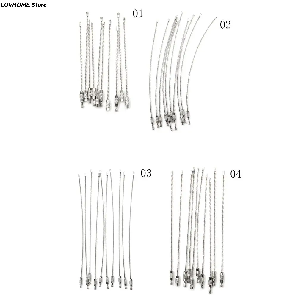 5pcs Or 10pcs Keychain Tag Rope Stainless Steel Wire Cable Loop Screw Lock Gadget Ring Key Keyring Circle Camp Hanging Tool