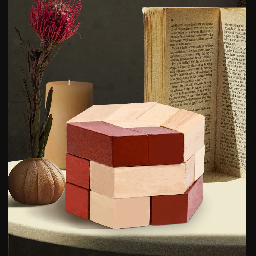 Novo 3d de madeira hexágono quebra-cabeças mente lógica cérebro teasers jogo educativo