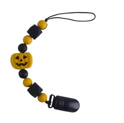 Halloween Dummy Chain Infant Silicone Pacifier Clips Pumpkin Teething Holder Baby Teether Set Baby Gift