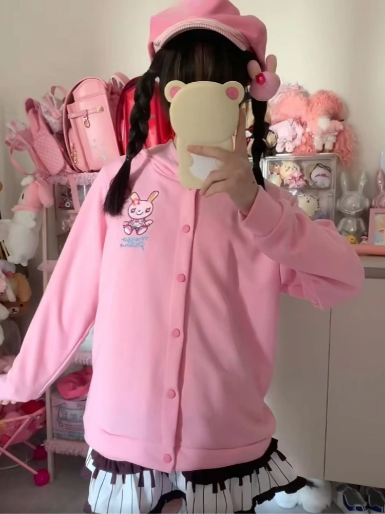 Japanische süße Jacken mit Kapuze für Damen, langärmelig, Kawaii-Ohren, Strickjacke, Mäntel für Mädchen, elegante Lolita-Kleidung, Tops