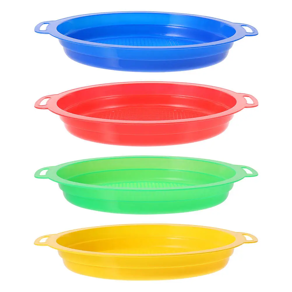 

4Pcs Beach Sand Sieve Set Kids Sand Sifting Pan Mesh Strainer for Finding Treasure Shell Rocks Beach Games and Outdoor Fun