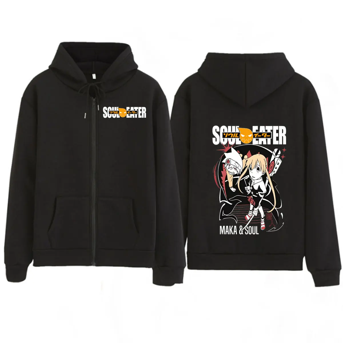 Anime Soul Eater MAKA ALBARN Men's Women Clothing Fashion Harajuku Zipper Hoodies Oversized Streetwears Casual Long Sleeve Tops