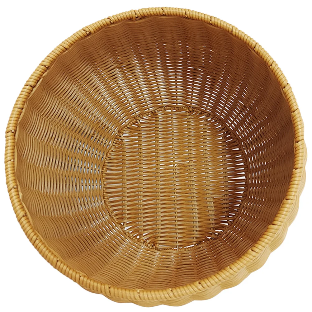 

Large Woven Storage Basket For Desktop Fruit Bread Egg Organizer Plastic Imitation Rattan Sundries Container Home Kitchen
