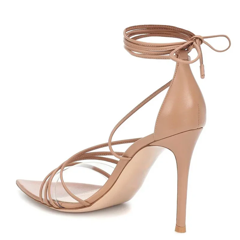 Summer Modern Women Shoes Pointed Thin High Heels Ankle Strap Sandals Narrow Band Stiletto Transparent PVC Sandalias De Mujer