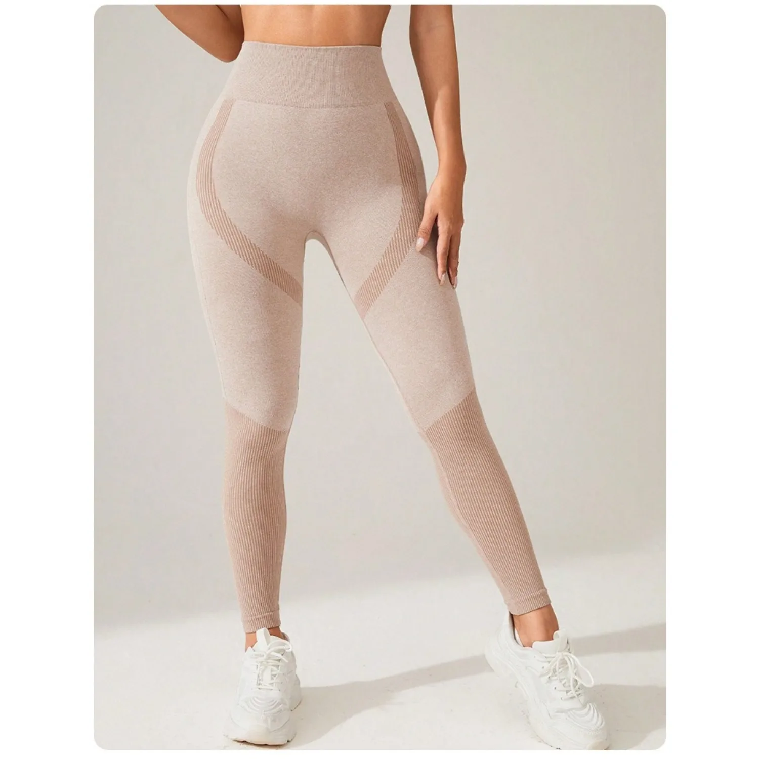 여성용 심리스 짐 하이웨이스트 요가 팬츠 힙업 야외 스포츠 타이트 웨이스트 레터 샌드 워시드 팬츠 운동 요가 레깅스