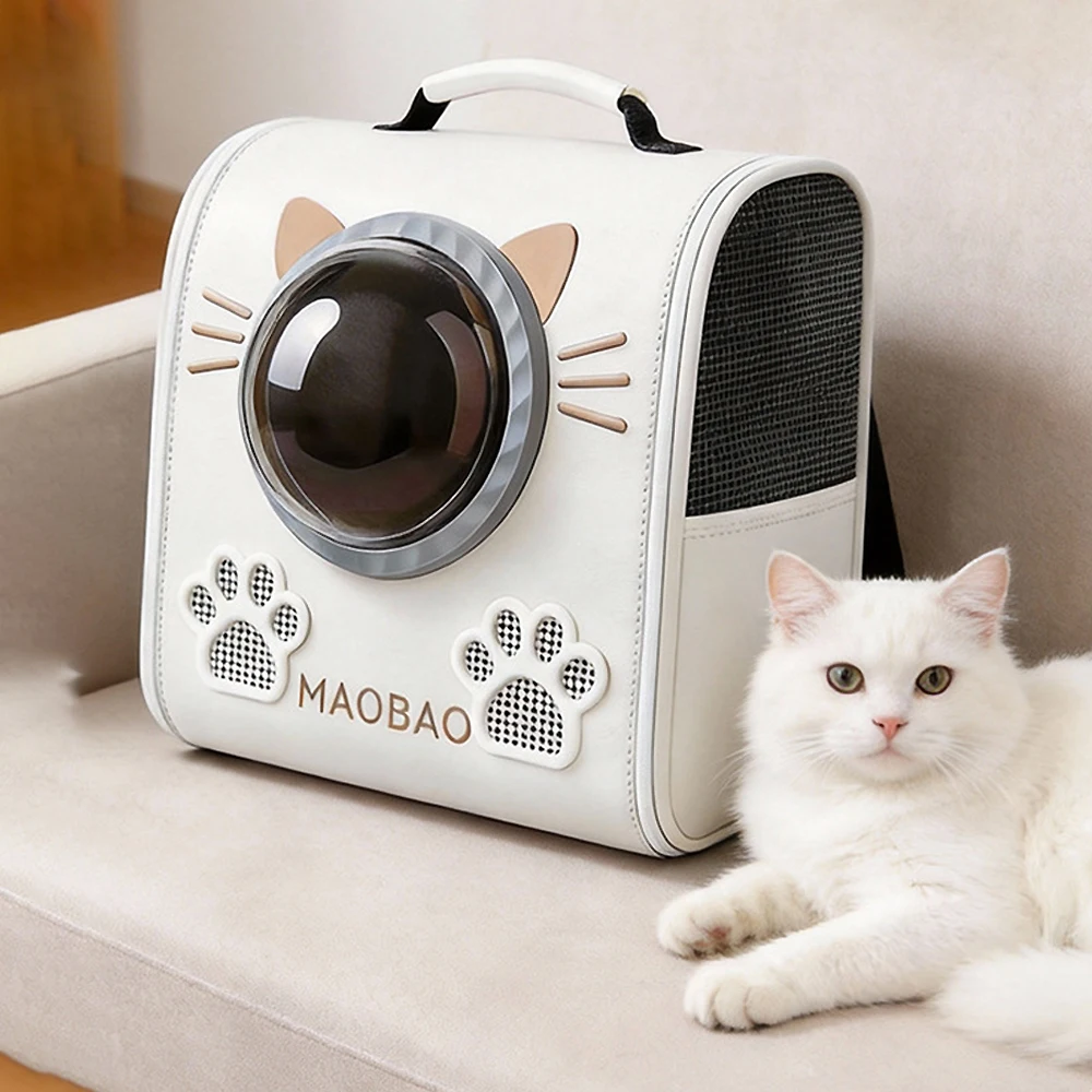 Mochila transportín transpirable para gatos y perros, viaje cápsula
