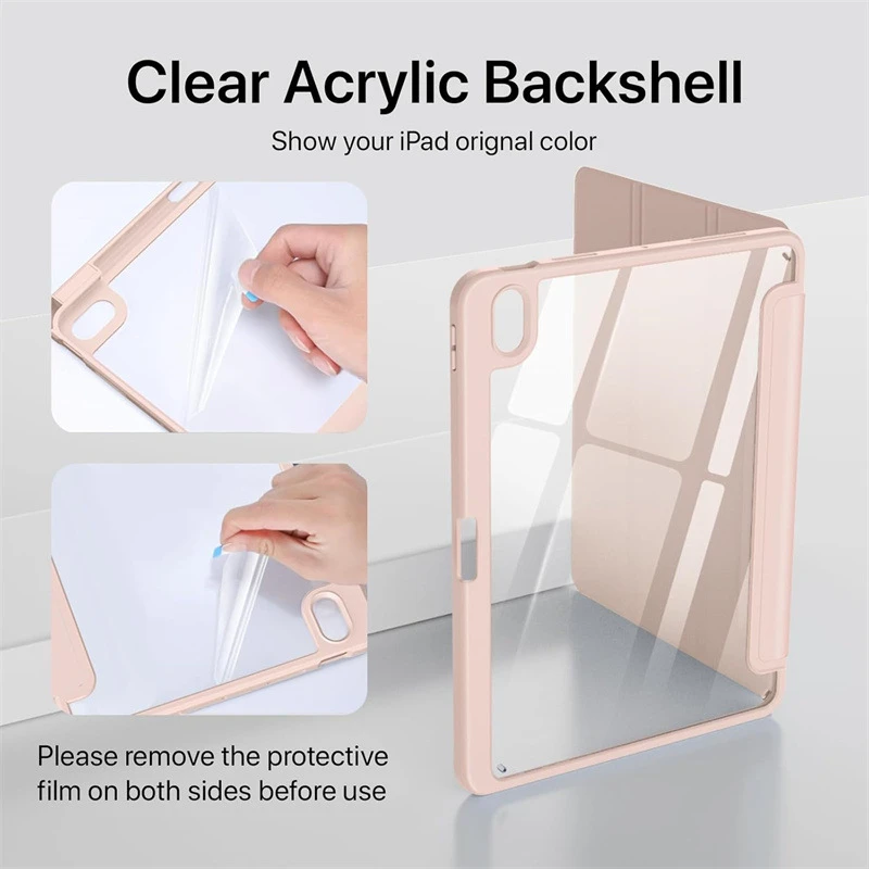 Für iPad Schutzhülle, Acryl-Dreifach-Falthülle mit Stiftschlitz, Lederhülle, Pro12.9 Air5 10.9 Hülle – Detail 4