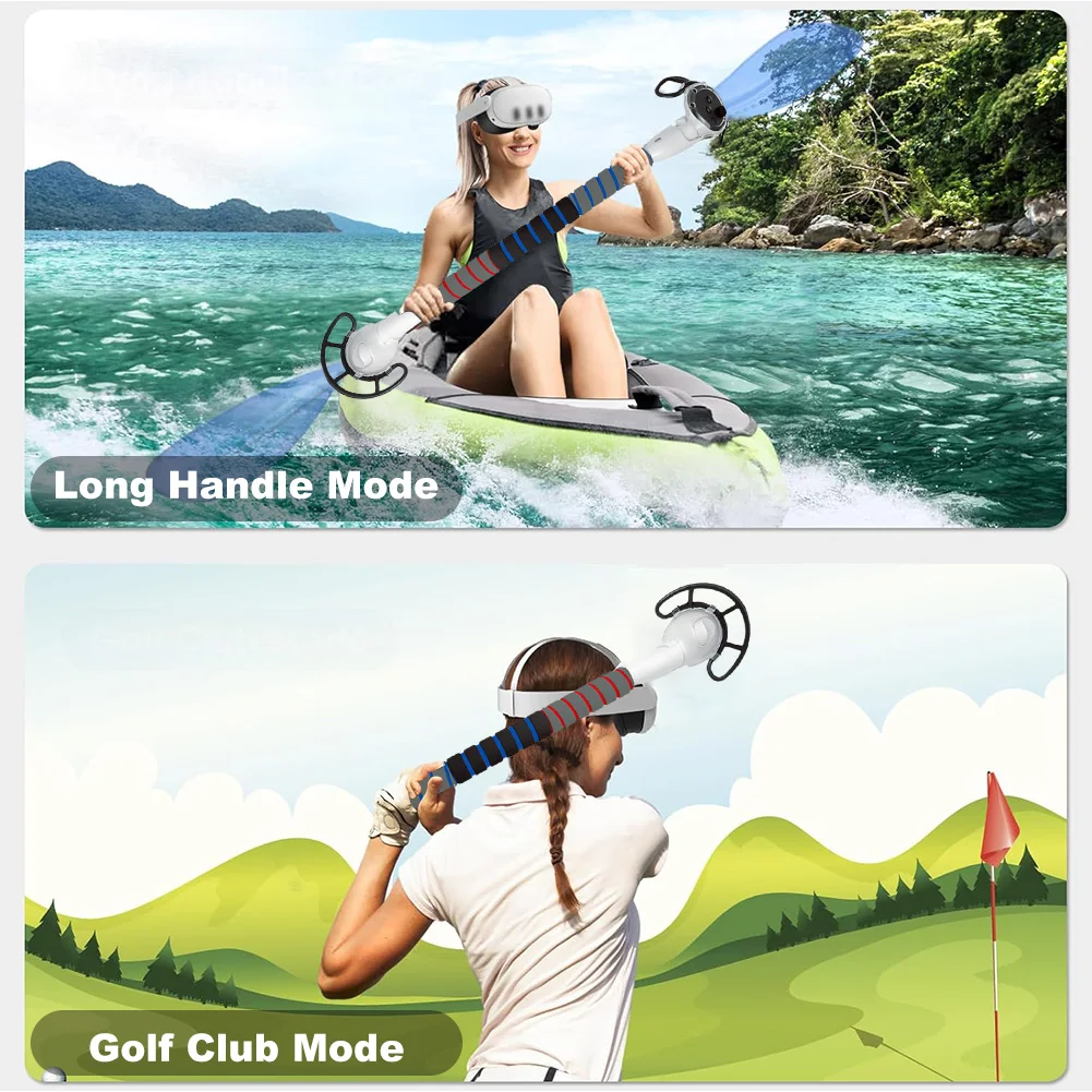 3 in 1 Long Arm Handle Attachments Enhance VR Game Experience Long Stick Attachment Golf Club Attachment for Meta/Oculus Quest 3