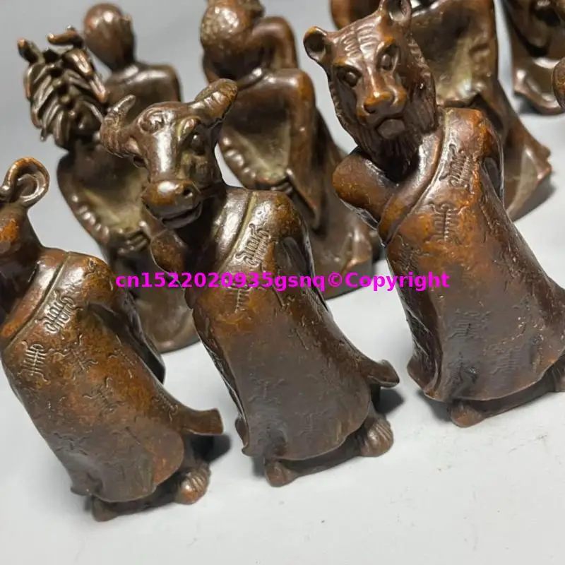 12P Collection Exploring archaic Asia Chinese Cultural Philosophy bronze ornament 12 zodiacal animal image Terrestrial Branches
