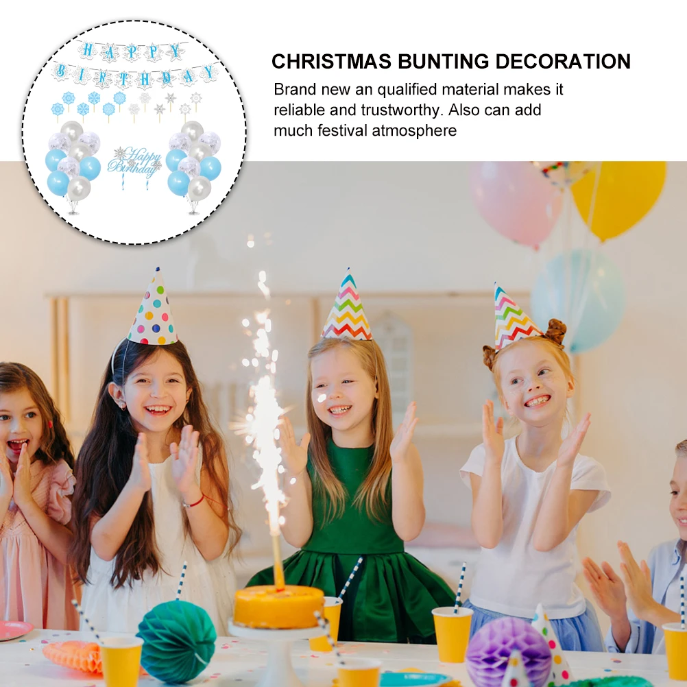 

1 set Snowflake Party Decorations Christmas Bunting Balloons Reusable Winter Birthday Theme Layout Props Graduation Supplies
