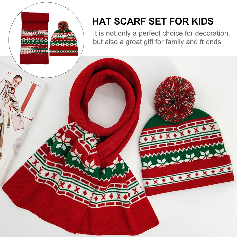 1 مجموعة عيد الميلاد الشتاء محبوك قبعة وشاح مجموعة دافئة بسط مريحة في الهواء الطلق رحلة التزلج المشي لمسافات طويلة وشاح قبعة مجموعة