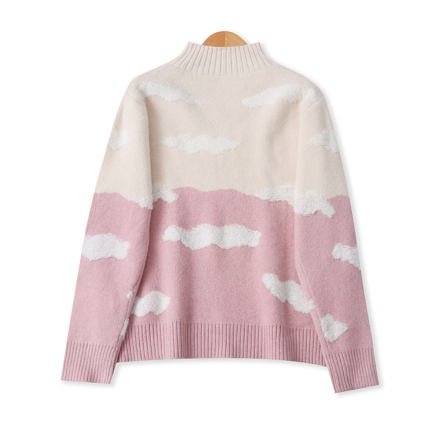 

High Collar Color Blo Knitted Sweater Loose Long Sve Women's Winter Faion Soft Cloudlike Base irt Commute Sle