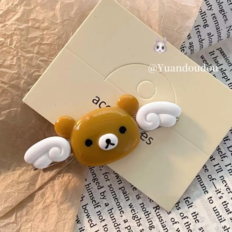 New Kawaii Rilakkuma Hairpin Bangs Clip Side Broken Hair Clip Cute Sweet Headwear Cartoon Hair Accessories Girl Birthday Gift