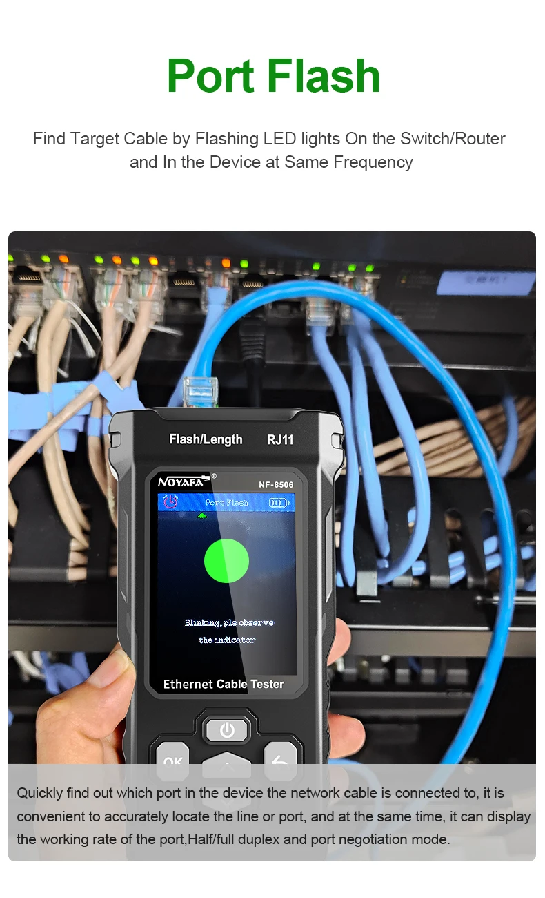 NOYAFA NF 8506 Multifunktions-Ethernet-Kabeltester IP-Scan Ping Poe Test Draht Kontinuitätstest RJ45 RJ11 Netzwerkkabel-Tracker – Detail 6