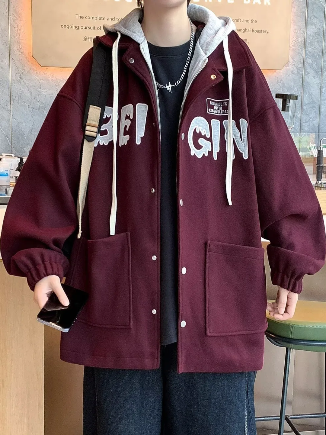 

Мужская куртка-худи в американском ретро-стиле, осенне-зимняя, свободного кроя, больших размеров, повседневная, для полных мужчин, для отдыха