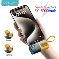 KUULAA Mini Power Bank 5000mAh Portable Fast Charging Batterie Externe Power Bank With Type-C Cable For iPhone 15 14 13 Xiaomi