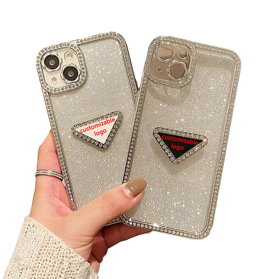 

Designer Phone Case Rhinestone Bezel Luxury Case For Iphone 16 15 14 13 12 11 Pro Max 16Pro Gradient Glitter Customizable Cover