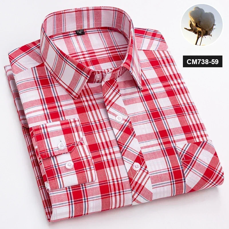 Fashion Korean Popular Clothes 100% cotton Thin Long Sleeve Shits for Man Slim Fit Casual Plain Shirt Plaid Office Designer Tops