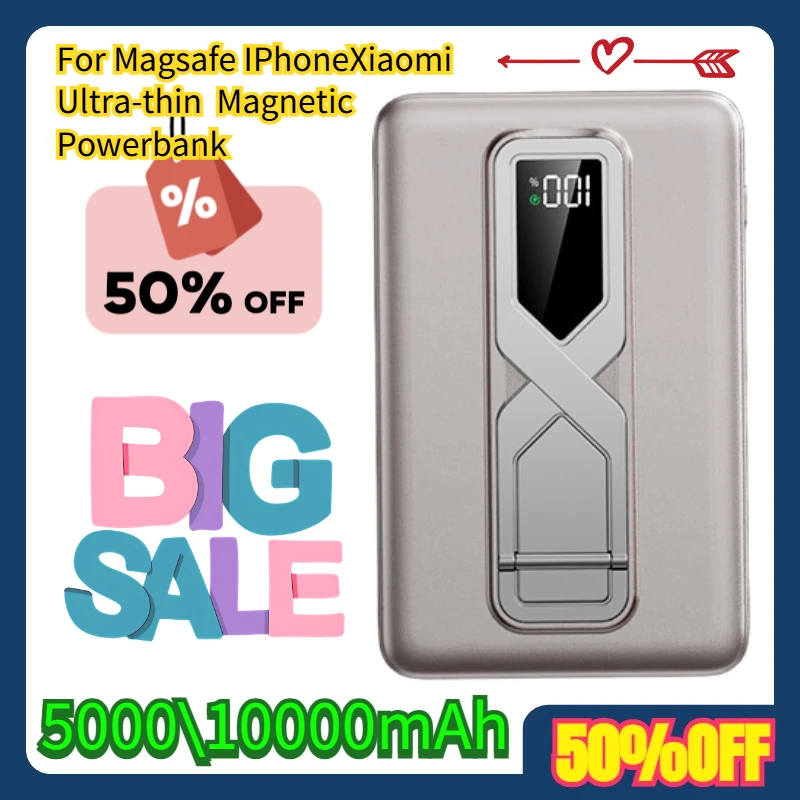 

For Magsafe IPhoneXiaomi Ultra-thin 5000\10000mAh Magnetic Powerbank External Battery Portable Wireless Power Bank Charger