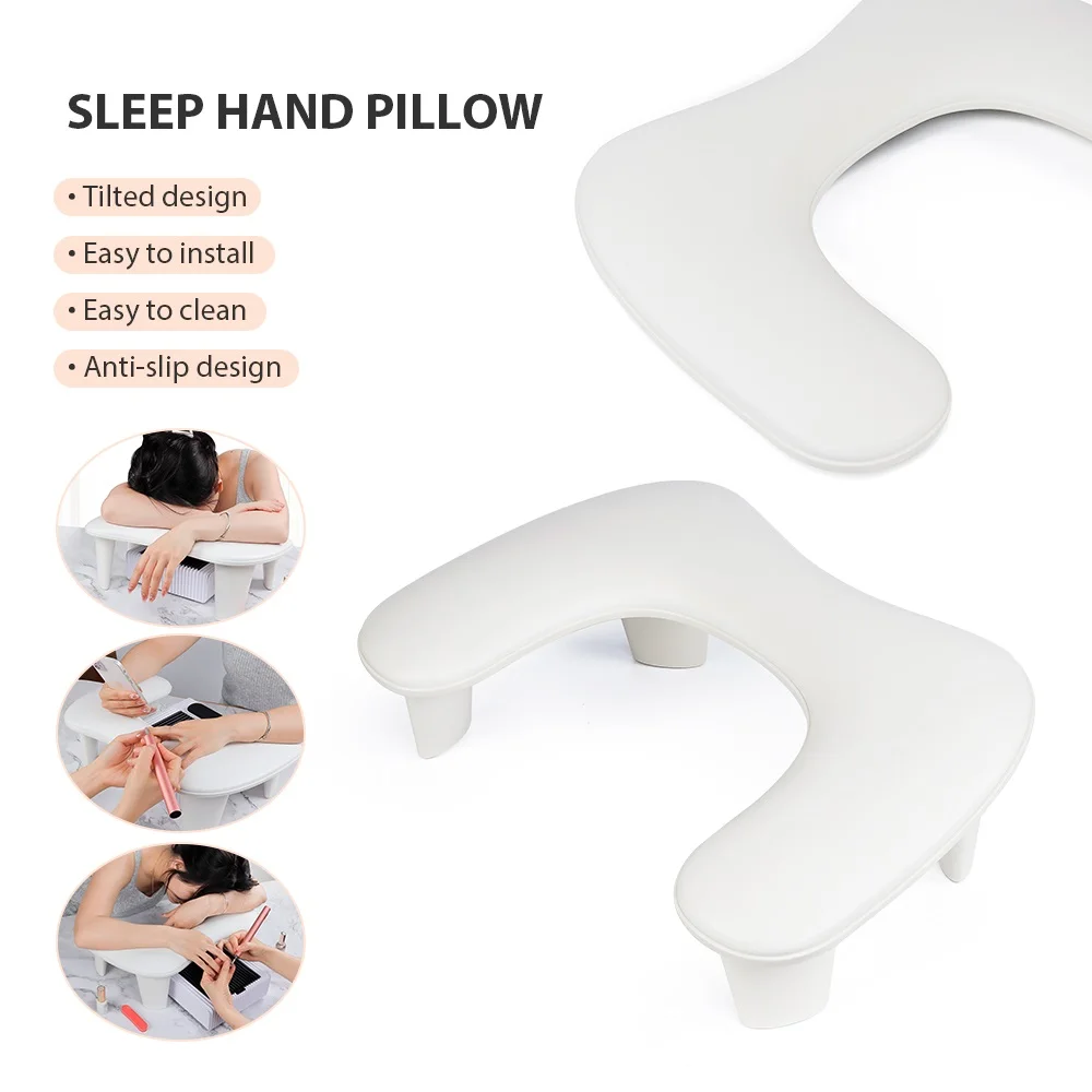 Two Hands Nail Art Hand Pillow Arm Rest Stand Microfiber PU Material Hand Pillow Leather Hand Rest Pillow for Nail Cushion