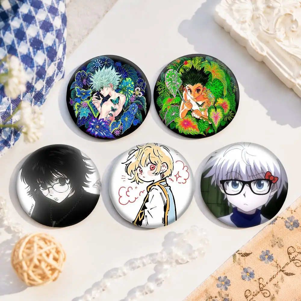 Hunter X Hunter 75 x 75 25 x 25 mm runde Cartoon-Broschen auf Rucksack, Hemd, Accessoires, Schmuck, Abzeichen, Geschenk für Freunde