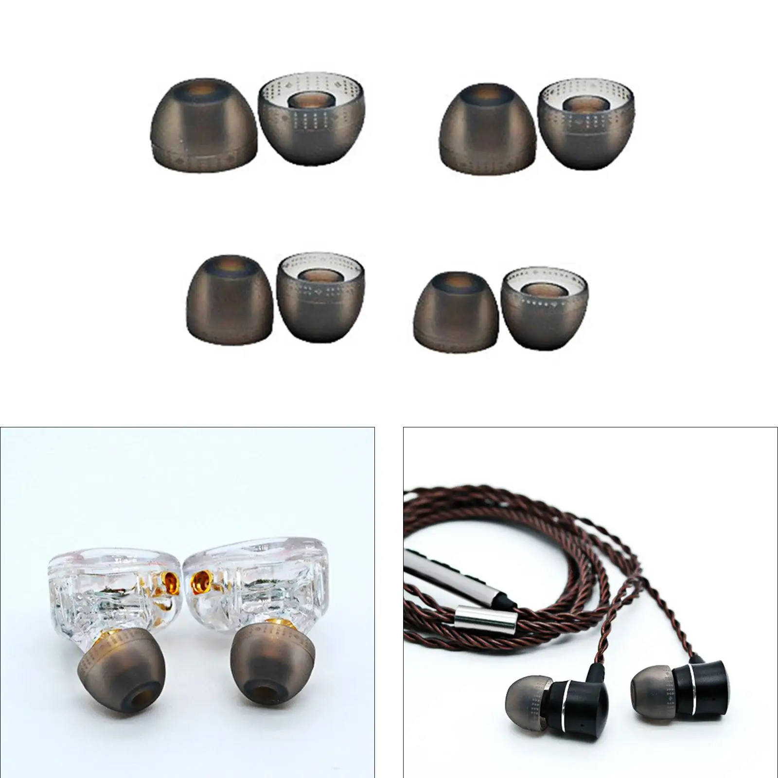 Set of 8Pcs Earbuds Replacement Tips Earbuds Cap Accessory XS/S/M/L for Inner Hole 3.8mm-4.2mm Earphones Easily Install Grey