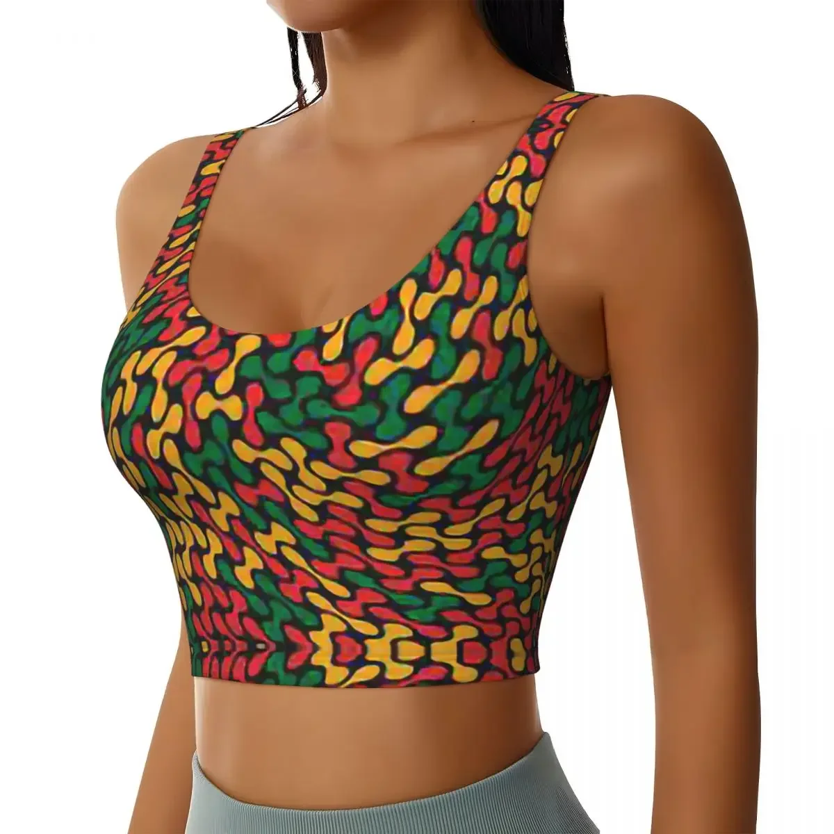 Soutien-gorge de sport personnalisé à motif de drapeau éthiopien à fort impact pour femmes, haut court de Yoga d'entraînement de gymnastique