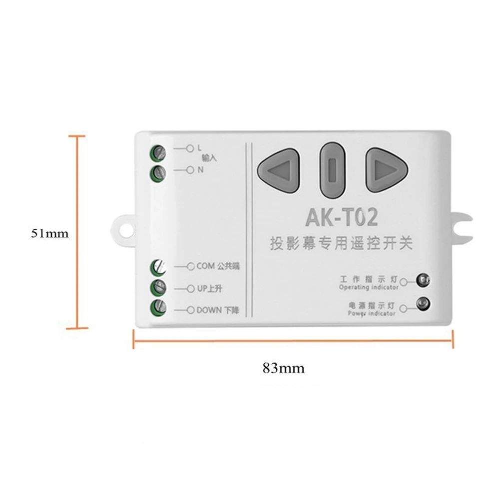 AS95-AC85-250V interruptor remoto do motor controlador tela de projeção interruptor sem fio do motor branco 433 up down stop forward reverso st
