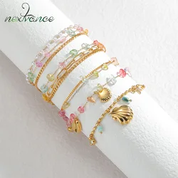 Nextvance Trendy Multi-layers Colorful Stones Bracelets Shell For Women Stainless Steel Gold Plated Chain Jewelry Gifts