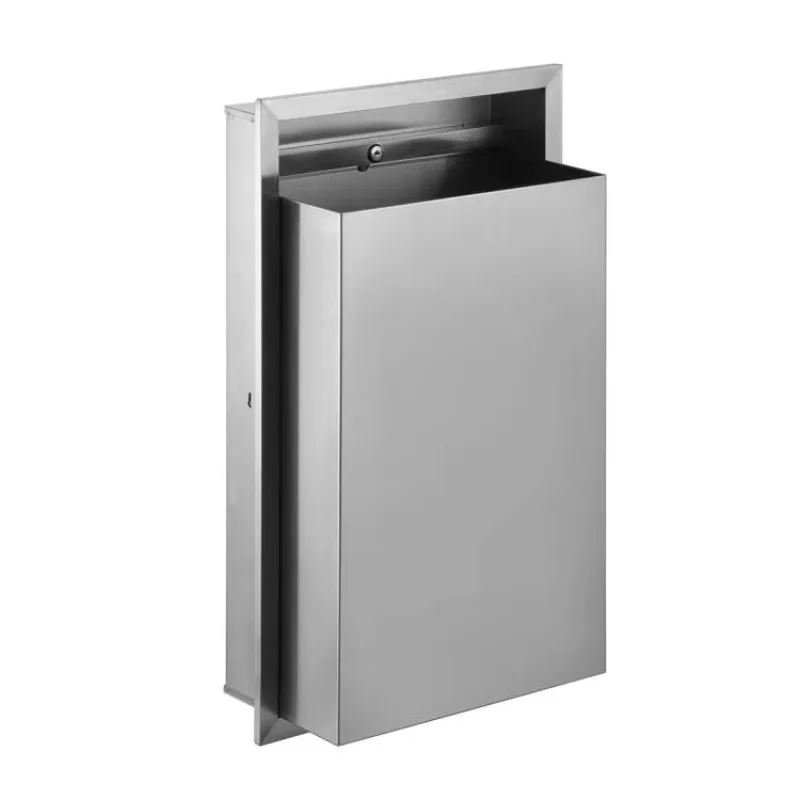 

Wall Mounted 304 Stainless Steel Waste Receptacle Recessed Garbage Trash Bin For Bathroom Toilet