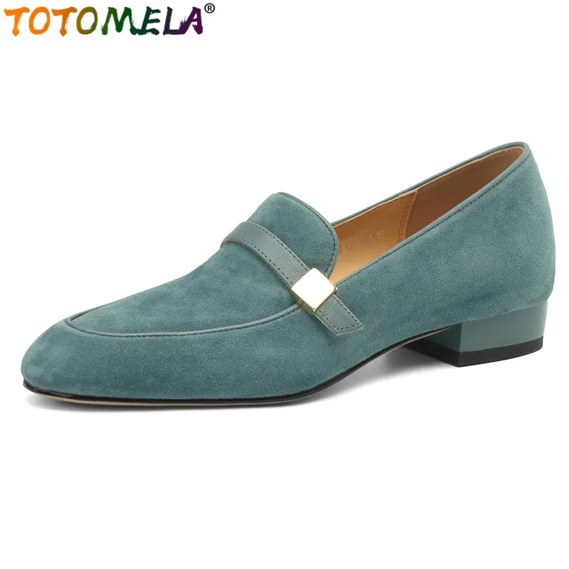 

TOTOMELA 2024 New Kid Suede Loafers Low Heels Women Pumps Slip On Solid Color Spring Summer Fashion Ladies Office Dress Shoes